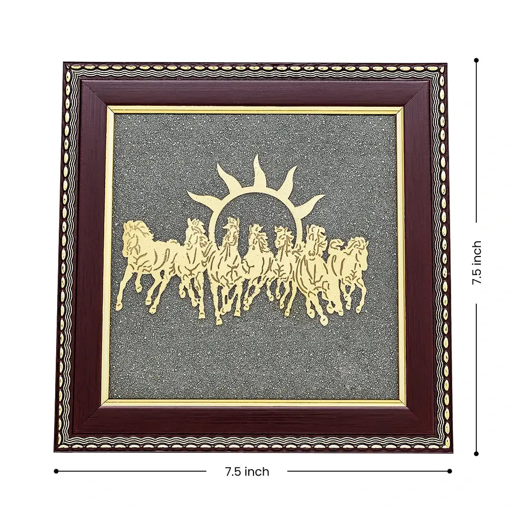 Seven Horses Pyrite Frame – Wealth, Success & Positive Energy
