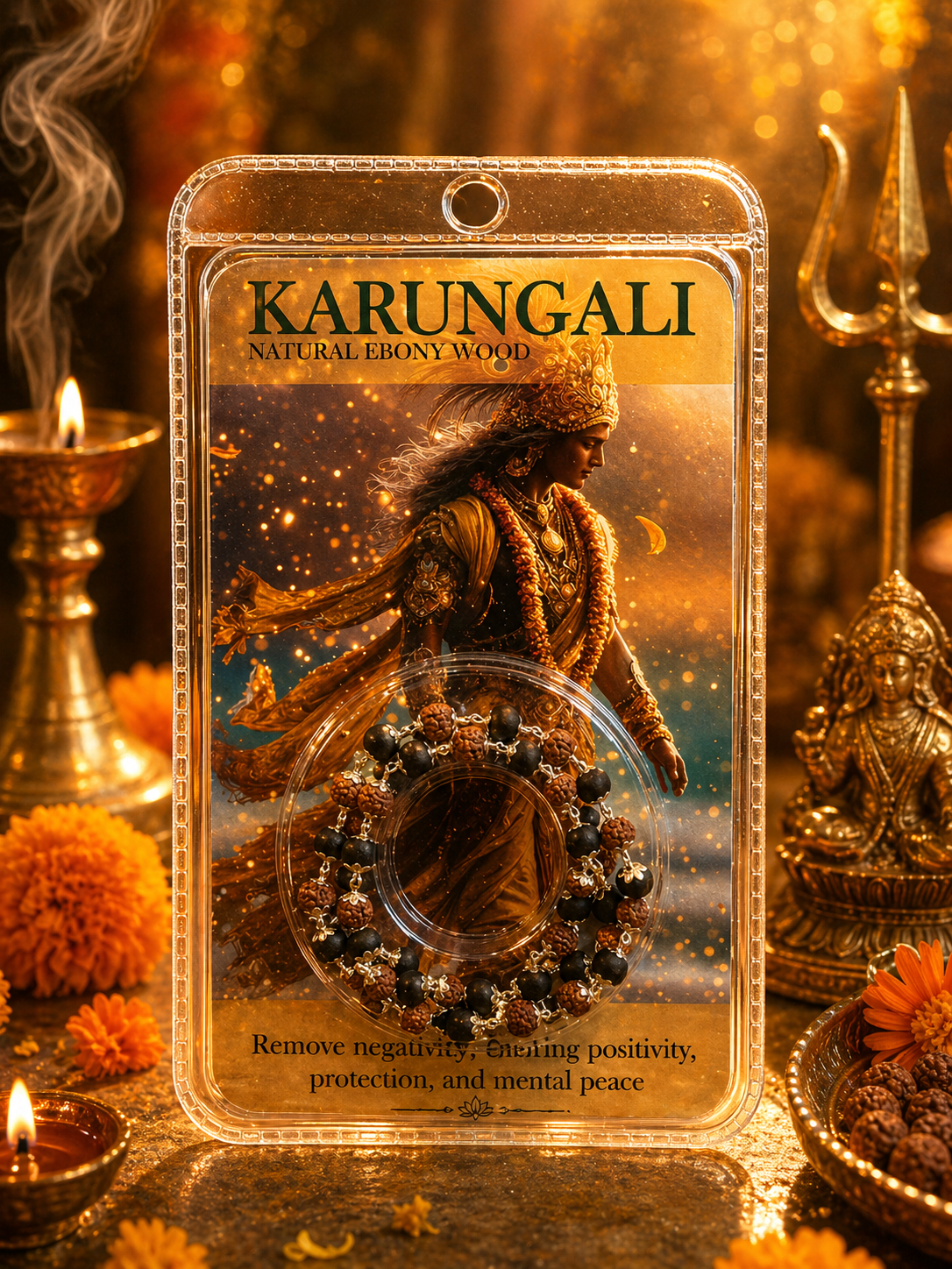 Karungali & Rudraksha Combination Mala – Power of Protection & Divine Energy