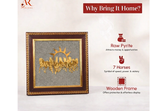 Seven Horses Pyrite Frame – Wealth, Success & Positive Energy